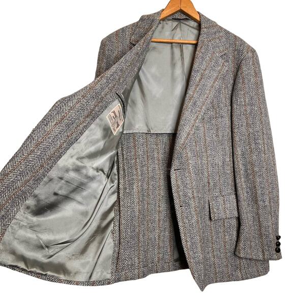 Vintage Harris Tweed Size 42R Wool 2 Button Blazer Sport Coat Jacket Classic - Picture 5 of 15